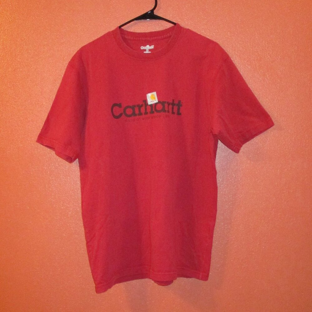 Carhartt Shirt Men Medium Red Black Outdoors Work Ranch Farm Horse Cow Fun Shirt